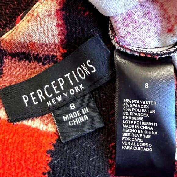 Perceptions NY Geometric Short Sleeves Stretchy Shift Tee Dress Pullover Size 8 - Picture 12 of 12